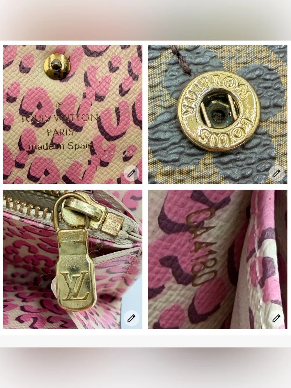 LV Limited Edit Sarah Sprouse x Monogram Wallet w/Pink Leopard Interior Full Set - Picture 14 of 16